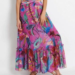NWT PatBO Zamia Magenta Floral Beach Skirt